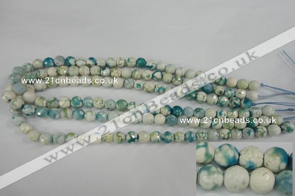 CAG4492 15.5 inches 8mm faceted round fire crackle agate beads