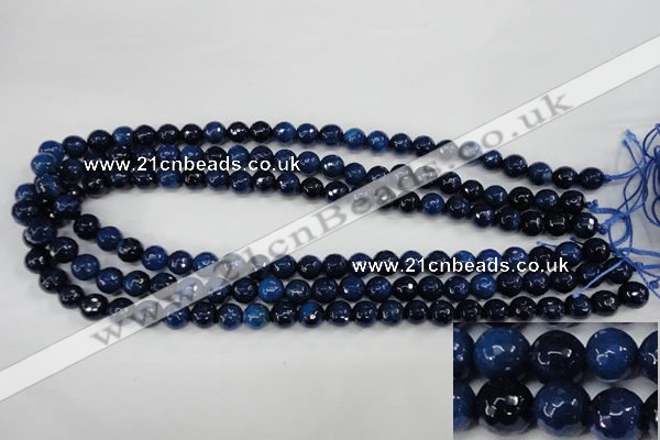 CAG4494 15.5 inches 8mm faceted round fire crackle agate beads