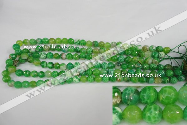 CAG4496 15.5 inches 8mm faceted round fire crackle agate beads