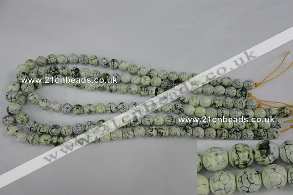 CAG4497 15.5 inches 8mm faceted round fire crackle agate beads