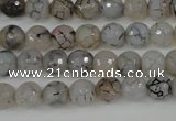 CAG4498 15.5 inches 8mm faceted round fire crackle agate beads