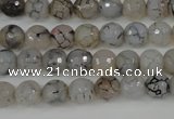 CAG4498 15.5 inches 8mm faceted round fire crackle agate beads