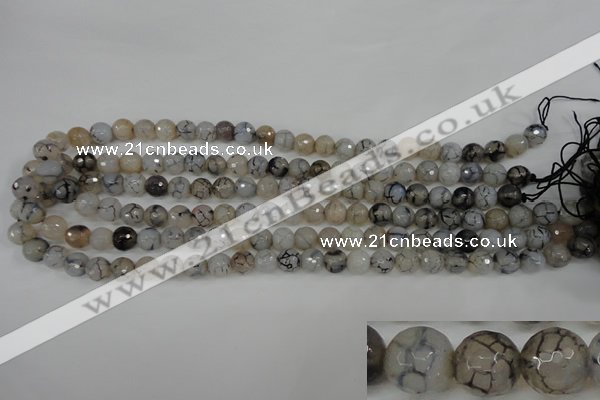 CAG4498 15.5 inches 8mm faceted round fire crackle agate beads