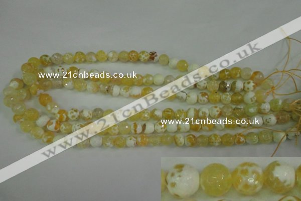 CAG4502 15.5 inches 8mm faceted round fire crackle agate beads