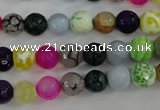 CAG4504 15.5 inches 8mm faceted round fire crackle agate beads