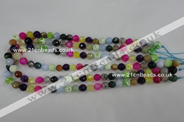 CAG4504 15.5 inches 8mm faceted round fire crackle agate beads