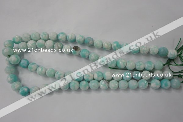 CAG4517 15.5 inches 10mm faceted round fire crackle agate beads