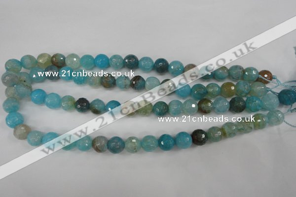 CAG4518 15.5 inches 10mm faceted round fire crackle agate beads