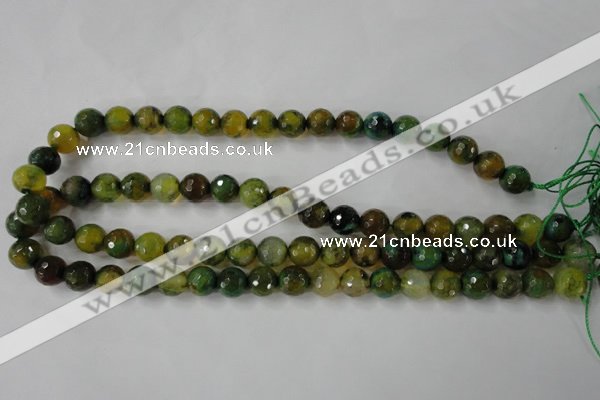 CAG4519 15.5 inches 10mm faceted round fire crackle agate beads