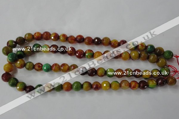 CAG4520 15.5 inches 10mm faceted round fire crackle agate beads