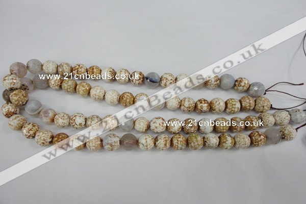 CAG4521 15.5 inches 10mm faceted round fire crackle agate beads