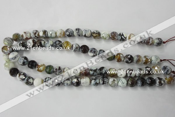 CAG4522 15.5 inches 10mm faceted round fire crackle agate beads