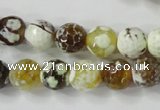 CAG4523 15.5 inches 10mm faceted round fire crackle agate beads