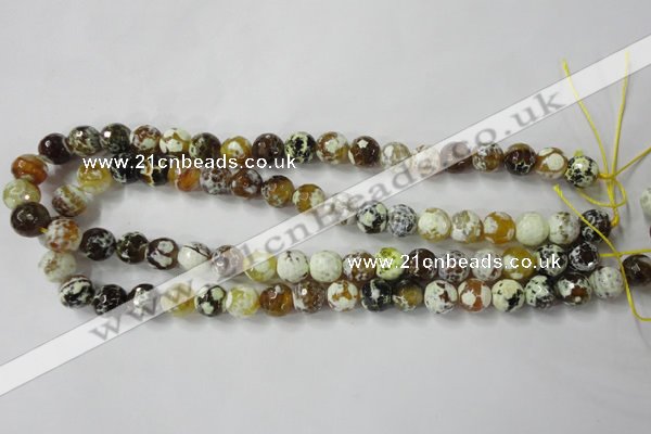 CAG4523 15.5 inches 10mm faceted round fire crackle agate beads