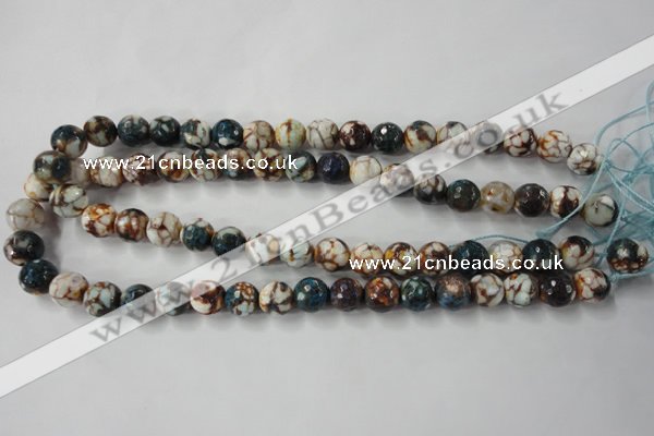 CAG4524 15.5 inches 10mm faceted round fire crackle agate beads