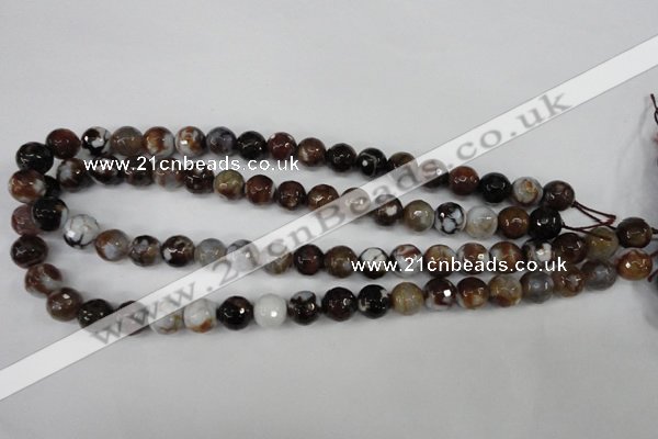 CAG4526 15.5 inches 10mm faceted round fire crackle agate beads