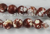 CAG4527 15.5 inches 10mm faceted round fire crackle agate beads