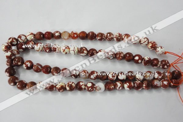 CAG4527 15.5 inches 10mm faceted round fire crackle agate beads