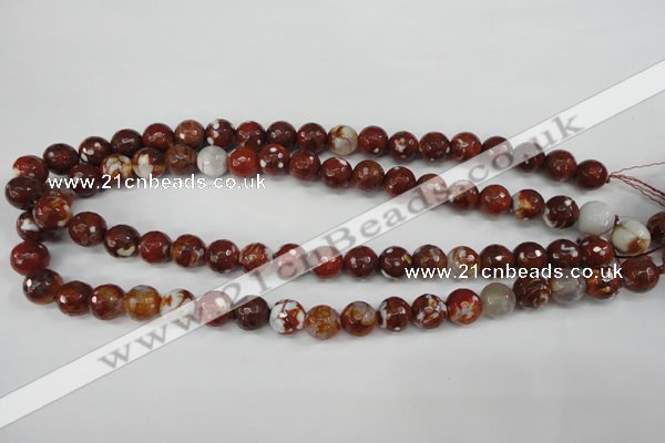 CAG4528 15.5 inches 10mm faceted round fire crackle agate beads