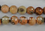 CAG4529 15.5 inches 10mm faceted round fire crackle agate beads