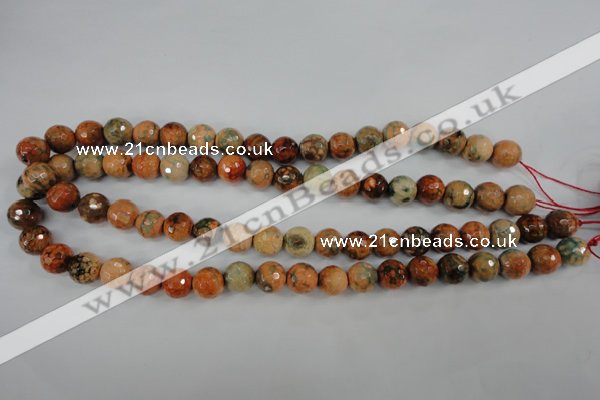 CAG4529 15.5 inches 10mm faceted round fire crackle agate beads