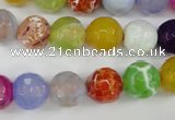 CAG4530 15.5 inches 10mm faceted round fire crackle agate beads