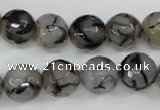 CAG4540 15.5 inches 12mm faceted round fire crackle agate beads