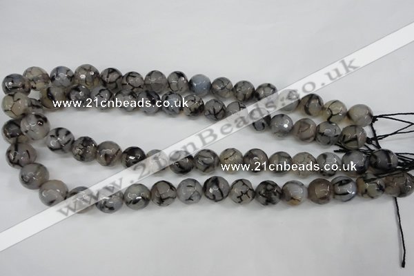 CAG4540 15.5 inches 12mm faceted round fire crackle agate beads