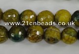 CAG4541 15.5 inches 12mm faceted round fire crackle agate beads