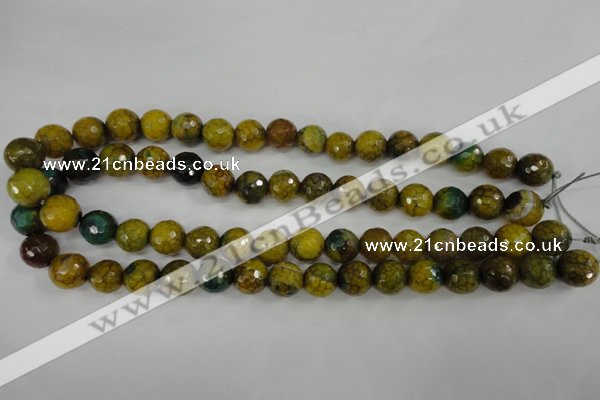 CAG4541 15.5 inches 12mm faceted round fire crackle agate beads