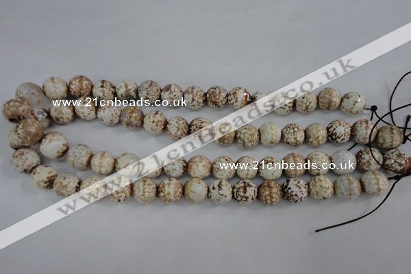 CAG4546 15.5 inches 12mm faceted round fire crackle agate beads