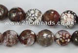 CAG4547 15.5 inches 12mm faceted round fire crackle agate beads