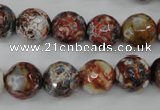 CAG4548 15.5 inches 12mm faceted round fire crackle agate beads