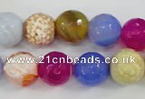 CAG4549 15.5 inches 12mm faceted round fire crackle agate beads