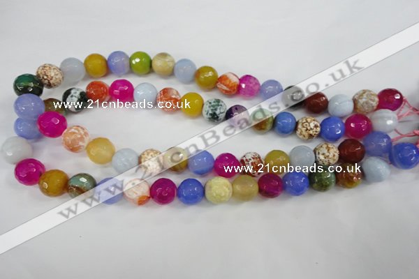 CAG4549 15.5 inches 12mm faceted round fire crackle agate beads