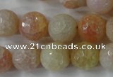 CAG4555 15.5 inches 14mm faceted round fire crackle agate beads