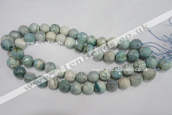 CAG4556 15.5 inches 14mm faceted round fire crackle agate beads