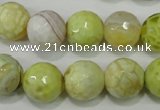 CAG4559 15.5 inches 14mm faceted round fire crackle agate beads