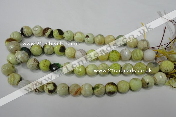 CAG4559 15.5 inches 14mm faceted round fire crackle agate beads