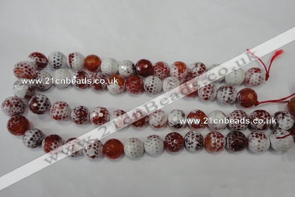 CAG4560 15.5 inches 14mm faceted round fire crackle agate beads