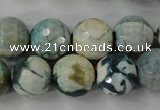 CAG4562 15.5 inches 14mm faceted round fire crackle agate beads