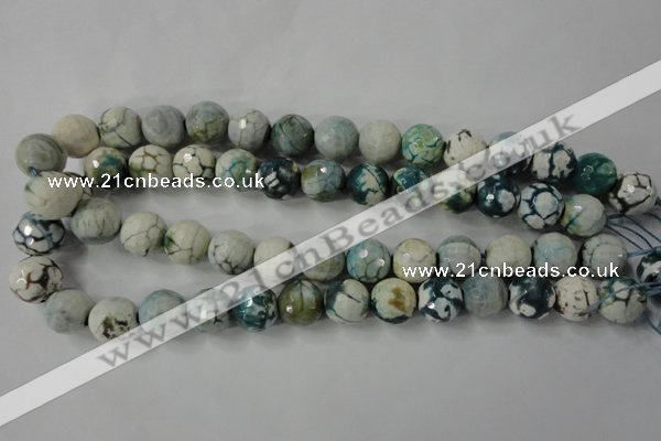 CAG4562 15.5 inches 14mm faceted round fire crackle agate beads