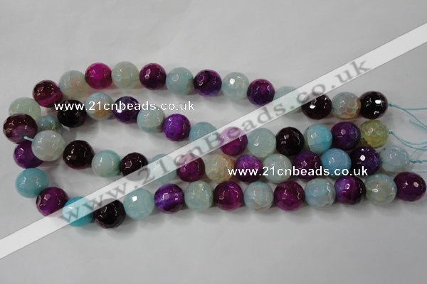 CAG4563 15.5 inches 14mm faceted round fire crackle agate beads