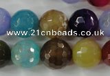 CAG4564 15.5 inches 14mm faceted round fire crackle agate beads