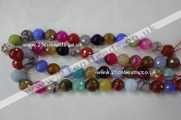 CAG4564 15.5 inches 14mm faceted round fire crackle agate beads