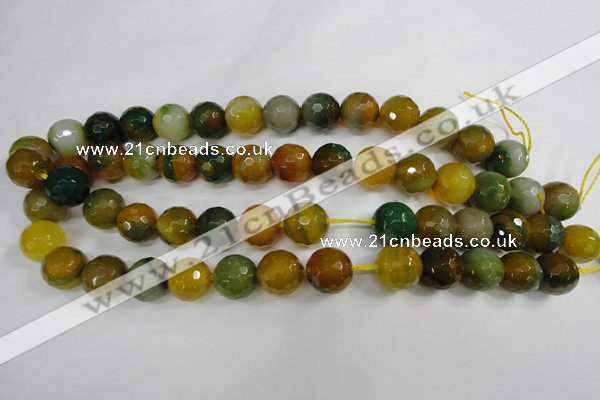 CAG4566 15.5 inches 14mm faceted round agate beads wholesale