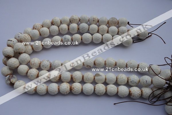 CAG4569 15.5 inches 13mm - 14mm faceted round fire crackle agate beads