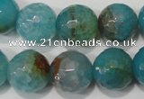 CAG4571 15.5 inches 16mm faceted round fire crackle agate beads