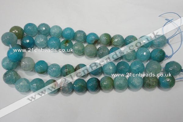 CAG4571 15.5 inches 16mm faceted round fire crackle agate beads