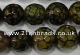 CAG4572 15.5 inches 16mm faceted round fire crackle agate beads